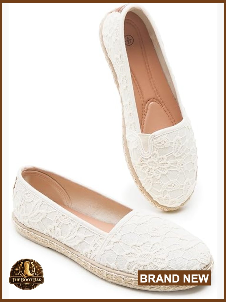 Women's Flats With Embroidered Lace, Breathable Ballet Dress Shoes